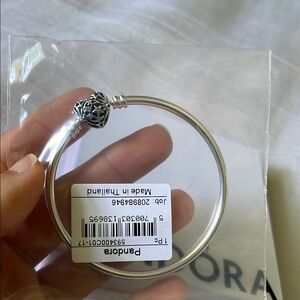 Pandora Silver Bangle, Size Small